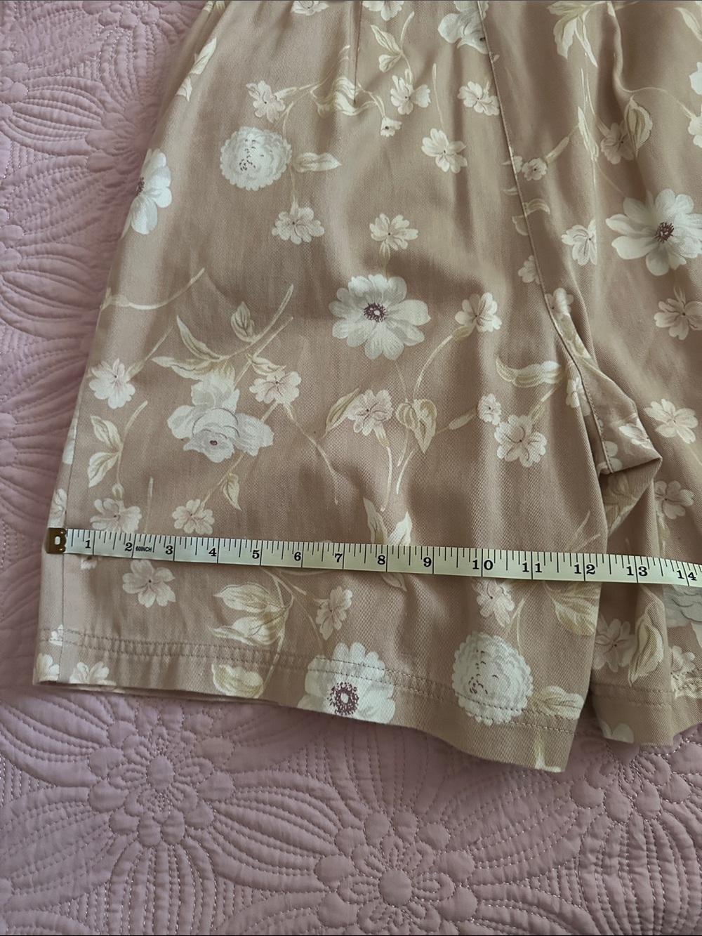 Susan Bristol Beige Floral A-Line Skort, elastic waist, shorts, jorts, vintage - Picture 11 of 11